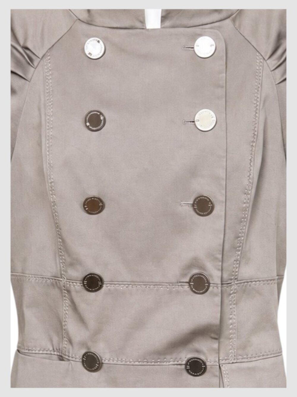 BCBGMAXAZRIA Double-Breasted Mock Neck Blazer Top Taupe Beige M - Picture 4 of 14